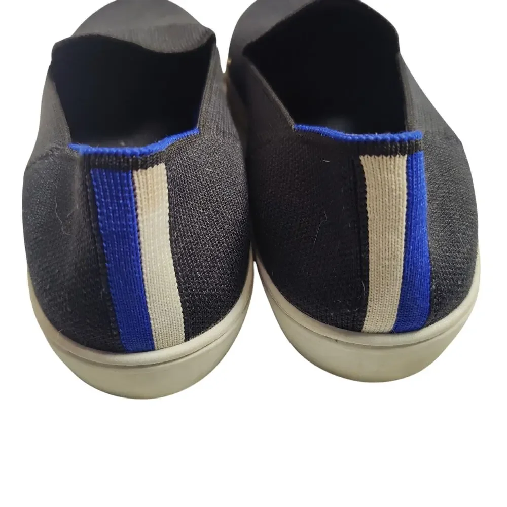 Rothys Women's Sz 10 Black Blue Original Slip On Sneakers Washable Recycled